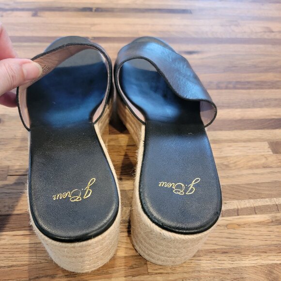 J.Crew Black Leather Platform Espadrille Sandal/Slide Style #AN868 - Picture 9 of 14